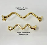 UNLACQUERED Polished Solid Brass WAVY | WIGGLE Handles